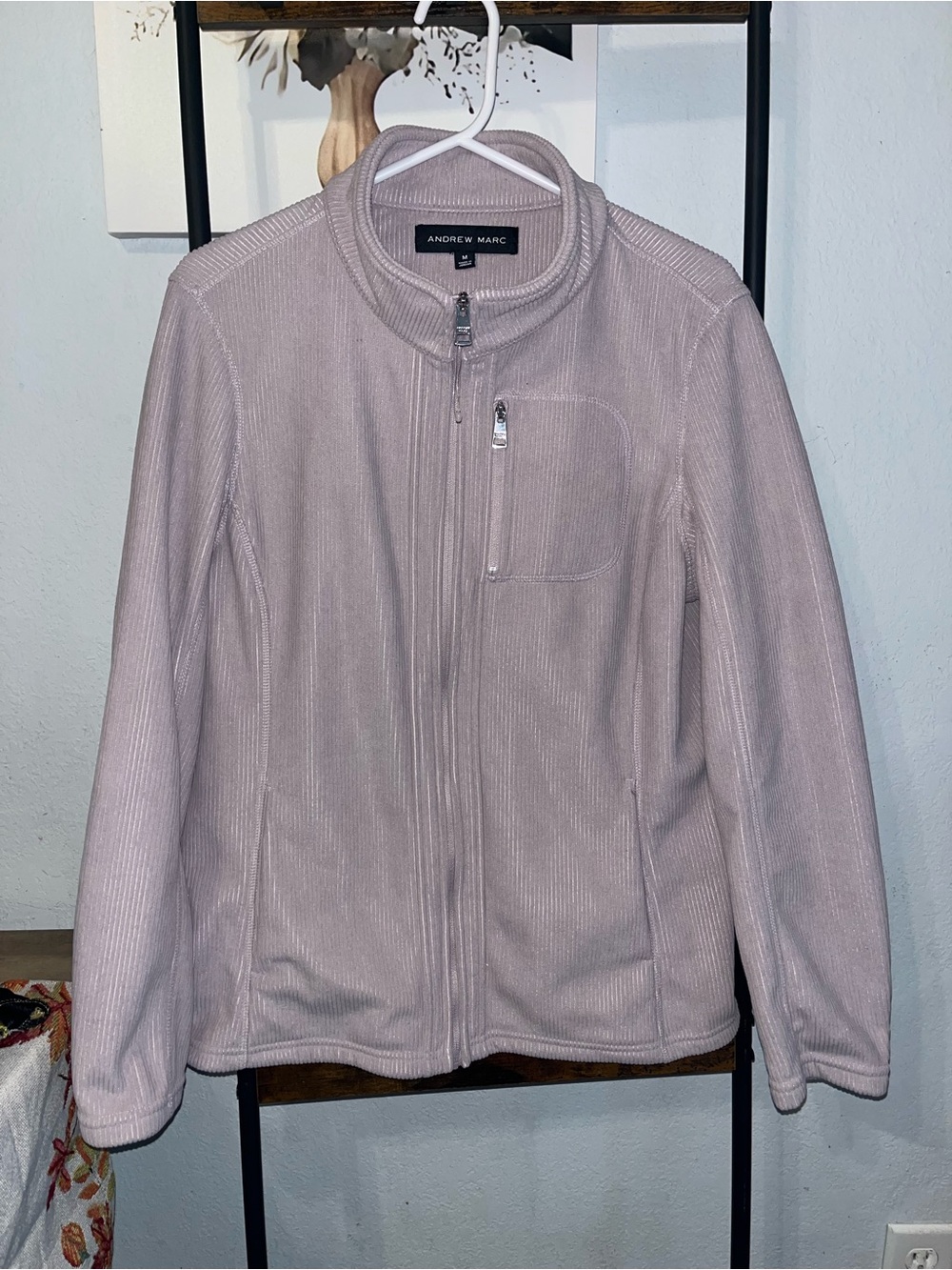 Andrew Marc Women's Pale Lavender Teddy Zip Jacket